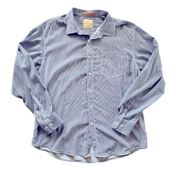TOMMY BAHAMA Long Sleeve Blue White Pinstripe Shirt Size XL - Picture 1 of 5
